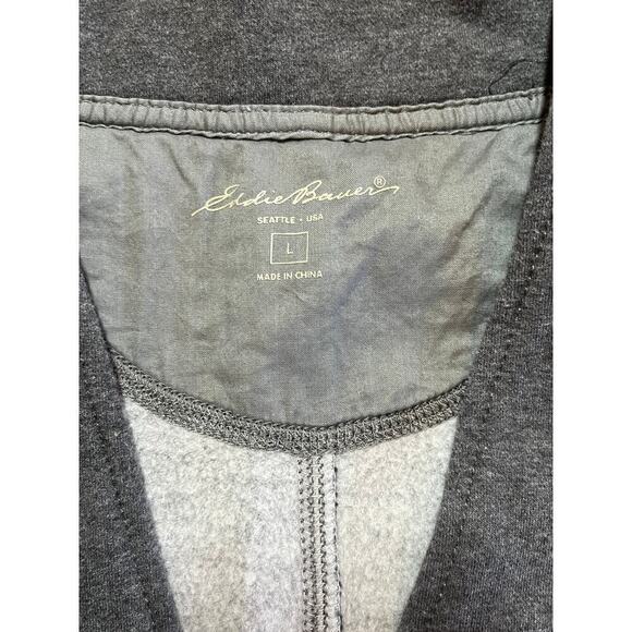 Eddie Bauer women's grey pullover v-neck sweater. Pockets. Fleece lined. Large - Picture 4 of 9